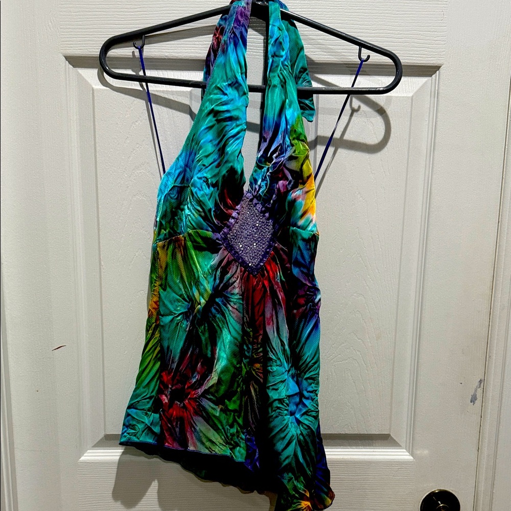 Vibrant Halter Top with Beaded Detail